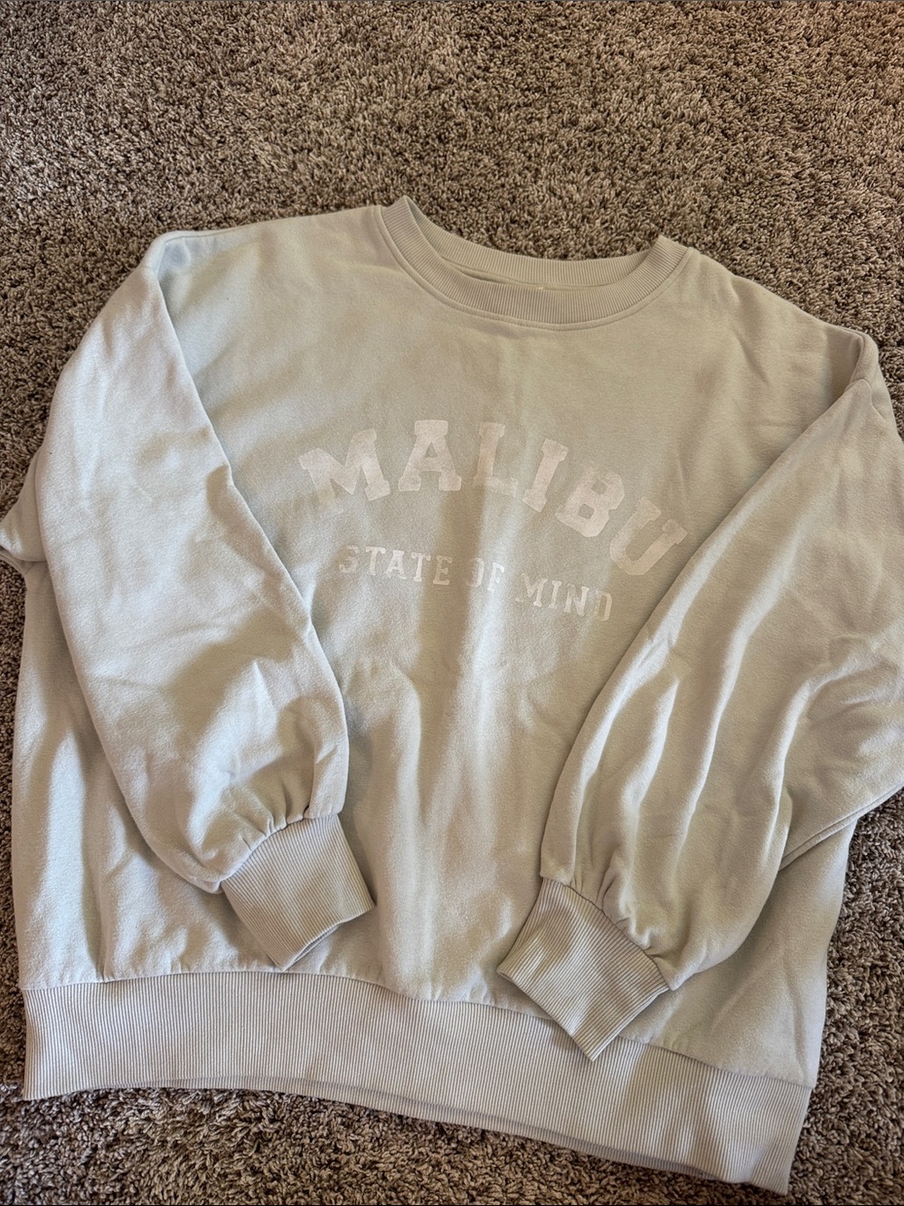 H&M Sage Green Ribbed Crewneck Sweatshirt